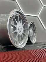 NEW 17 INCH HARTGER STYLE DEEP DISH ALLOY WHEELS IN SILVER WITH POLISHED DISH AND DEEPER 9" REARS 5x120/100