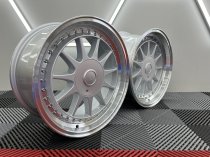 NEW 17 INCH HARTGER STYLE DEEP DISH ALLOY WHEELS IN SILVER WITH POLISHED DISH AND DEEPER 9" REARS 5x120/100