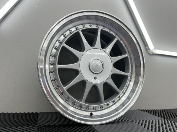 NEW 17 INCH HARTGER STYLE DEEP DISH ALLOY WHEELS IN SILVER WITH POLISHED DISH AND DEEPER 9" REARS 5x120/100