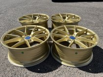 New 19 Inch CS Style Alloy Wheels in Motorsport Gold, Engraved, with Wider 9.5" Rears, 5x120