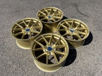 New 19 Inch CS Style Alloy Wheels in Motorsport Gold, Engraved, with Wider 9.5" Rears, 5x120
