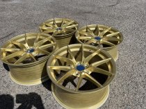 New 19 Inch CS Style Alloy Wheels in Motorsport Gold, Engraved, with Wider 9.5" Rears, 5x120