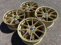 New 19 Inch CS Style Alloy Wheels in Motorsport Gold, Engraved, with Wider 9.5" Rears, 5x120