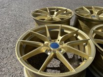 New 19 Inch CS Style Alloy Wheels in Motorsport Gold, Engraved, with Wider 9.5" Rears, 5x120