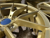 New 19 Inch CS Style Alloy Wheels in Motorsport Gold, Engraved, with Wider 9.5" Rears, 5x120