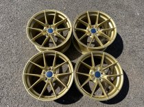 NEW 18 INCH CS STYLE ALLOY WHEELS IN MOTORSPORT GOLD, ENGRAVED, WIDER 9" REAR 5x120
