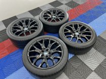 USED 20 INCH GENUINE STYLE 177 CROSS SPOKE ALLOY WHEELS FROM E70 E71 X5/6, FULLY REFURBED IN GLOSS BLACK, 11J REAR, INC RUNFLAT TYRES 5x120