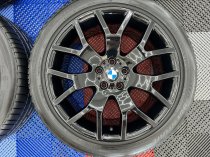 USED 20 INCH GENUINE STYLE 177 CROSS SPOKE ALLOY WHEELS FROM E70 E71 X5/6, FULLY REFURBED IN GLOSS BLACK, 11J REAR, INC RUNFLAT TYRES 5x120