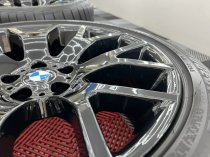 USED 20 INCH GENUINE STYLE 177 CROSS SPOKE ALLOY WHEELS FROM E70 E71 X5/6, FULLY REFURBED IN GLOSS BLACK, 11J REAR, INC RUNFLAT TYRES 5x120