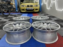 NEW 19 INCH ATOMIC CSL ALLOY WHEELS IN CHROME SILVER, WITH DEEPER CONCAVE 9.5" ET45 REAR**RARE FITMENT** 5x120