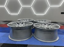 NEW 19 INCH ATOMIC CSL ALLOY WHEELS IN CHROME SILVER, WITH DEEPER CONCAVE 9.5" ET45 REAR**RARE FITMENT** 5x120