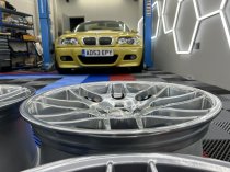 NEW 19 INCH ATOMIC CSL ALLOY WHEELS IN CHROME SILVER, WITH DEEPER CONCAVE 9.5" ET45 REAR**RARE FITMENT** 5x120