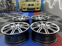 Used 19 Inch Genuine BMW Style 67M E46 M3 Polished Alloy Wheels, Wide Rear, Fully Refurbished 5x120