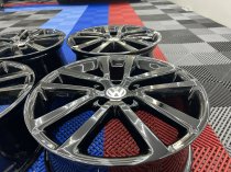 USED 18 INCH GENUINE VW GOLF MK6 CHARLESTON ALLOY WHEELS, FULLY REFURBISHED IN GLOSS BLACK 5x112