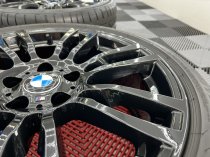 USED 19 INCH GENUINE BMW STYLE 403 M SPORT ALLOY WHEELS, REFURBISHED IN GLOSS BLACK,WIDE REAR INC GOOD RUNFLAT TYRES 5x120