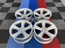 NEW 19 INCH TYPE 128 STYLE ALLOY WHEELS IN HYPER SILVER WITH VERY DEEP CONCAVE 10" REARS 5x120