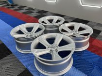 NEW 19 INCH TYPE 128 STYLE ALLOY WHEELS IN HYPER SILVER WITH VERY DEEP CONCAVE 10" REARS 5x120