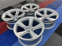 NEW 19 INCH TYPE 128 STYLE ALLOY WHEELS IN HYPER SILVER WITH VERY DEEP CONCAVE 10" REARS 5x120