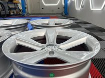 NEW 19 INCH TYPE 128 STYLE ALLOY WHEELS IN HYPER SILVER WITH VERY DEEP CONCAVE 10" REARS 5x120