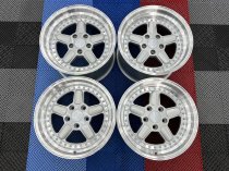 NEW 17 INCH AC TYPE 1 STYLE DEEP DISH ALLOY WHEELS IN SILVER WITH POLISHED DISH AND DEEPER 10" REARS 5x120