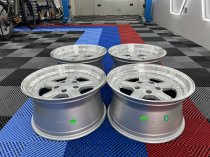 NEW 17 INCH AC TYPE 1 STYLE DEEP DISH ALLOY WHEELS IN SILVER WITH POLISHED DISH AND DEEPER 10" REARS 5x120