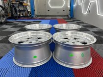 NEW 17 INCH AC TYPE 1 STYLE DEEP DISH ALLOY WHEELS IN SILVER WITH POLISHED DISH AND DEEPER 10" REARS 5x120