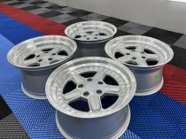 NEW 17 INCH AC TYPE 1 STYLE DEEP DISH ALLOY WHEELS IN SILVER WITH POLISHED DISH AND DEEPER 10" REARS 5x120