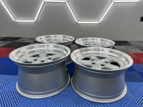 NEW 17 INCH AC TYPE 1 STYLE DEEP DISH ALLOY WHEELS IN SILVER WITH POLISHED DISH AND DEEPER 10" REARS 5x120