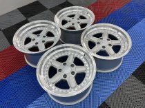 NEW 17 INCH AC TYPE 1 STYLE DEEP DISH ALLOY WHEELS IN SILVER WITH POLISHED DISH AND DEEPER 10" REARS 5x120
