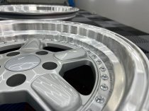 NEW 17 INCH AC TYPE 1 STYLE DEEP DISH ALLOY WHEELS IN SILVER WITH POLISHED DISH AND DEEPER 10" REARS 5x120