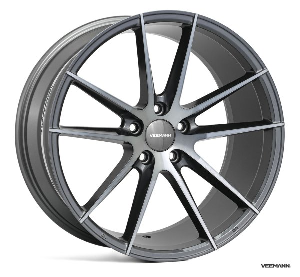 NEW 20 INCH VEEMANN V-FS25 ALLOY WHEELS IN GRAPHITE SMOKE MACHINED WITH DEEPER CONCAVE 10" REAR OPTION 5x112