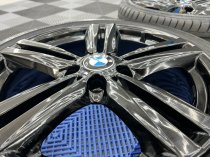 USED 18 INCH GENUINE BMW STYLE 386M ALLOY WHEELS, FULLY REFURBISHED IN GLOSS BLACK, WIDER REARS, INC VG TYRES (NEW REARS) 5x120