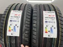 USED 18 INCH GENUINE BMW STYLE 386M ALLOY WHEELS, FULLY REFURBISHED IN GLOSS BLACK, WIDER REARS, INC VG TYRES (NEW REARS) 5x120