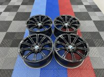USED 19 INCH GENUINE BMW STYLE 220M E92 M3 FORGED ALLOY WHEELS, WIDE REAR, VGC IN GLOSS BLACK 5x120