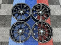 USED 19 INCH GENUINE BMW STYLE 220M E92 M3 FORGED ALLOY WHEELS, WIDE REAR, VGC IN GLOSS BLACK 5x120