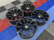 USED 19 INCH GENUINE BMW STYLE 220M E92 M3 FORGED ALLOY WHEELS, WIDE REAR, VGC IN GLOSS BLACK 5x120