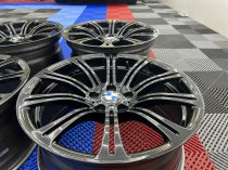 USED 19 INCH GENUINE BMW STYLE 220M E92 M3 FORGED ALLOY WHEELS, WIDE REAR, VGC IN GLOSS BLACK 5x120
