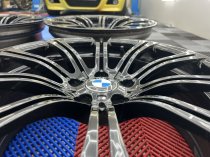 USED 19 INCH GENUINE BMW STYLE 220M E92 M3 FORGED ALLOY WHEELS, WIDE REAR, VGC IN GLOSS BLACK 5x120