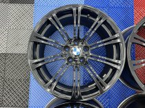 USED 19 INCH GENUINE BMW STYLE 220M E92 M3 FORGED ALLOY WHEELS, WIDE REAR, VGC IN GLOSS BLACK 5x120