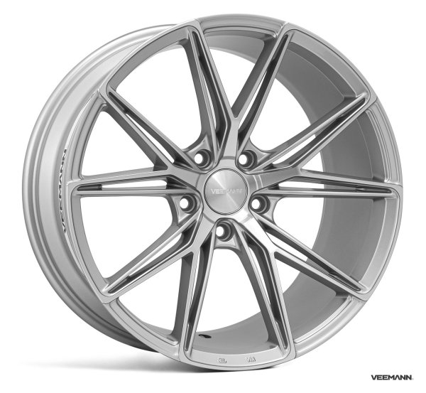 NEW 18 INCH VEEMANN V-FS49 ALLOY WHEELS IN SILVER MACHINED WITH DEEPER CONCAVE 9" REAR OPTION 5x112