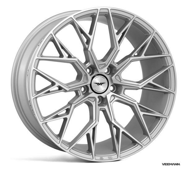 NEW 18 INCH VEEMANN V-FS51 ALLOY WHEELS IN SILVER WITH MACHINED WITH DEEPER CONCAVE 9" REAR OPTION 5x112