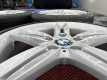 USED 18 INCH GENUINE BMW STYLE 208 1 SERIES M SPORT ALLOY WHEELS,WIDE REARS, FULLY REFURBED INC GOOD TYRES 5x120