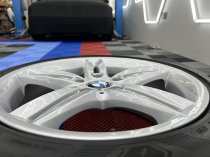 USED 18 INCH GENUINE BMW STYLE 208 1 SERIES M SPORT ALLOY WHEELS,WIDE REARS, FULLY REFURBED INC GOOD TYRES 5x120