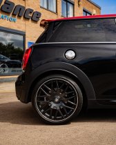 NEW 19 INCH FOX VR3 ALLOY WHEELS IN GLOSS BLACK WITH POLISHED LIP AND DEEPER 9" REAR OPTION 5x120/112