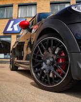 NEW 19 INCH FOX VR3 ALLOY WHEELS IN GLOSS BLACK WITH POLISHED LIP AND DEEPER 9" REAR OPTION 5x120/112