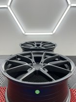 New 19 Inch CS Style Alloy Wheels in Satin Black, Engraved, with Wider 9.5" Rears, 5x112