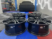 NEW 20 INCH 706 MG355 STYLE ALLOY WHEELS IN GLOSS BLACK WITH POLISHED FACE,FLOW FORMED, DEEPER CONCAVE 10.5" REARS 5x112