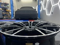 NEW 20 INCH 706 MG355 STYLE ALLOY WHEELS IN GLOSS BLACK WITH POLISHED FACE,FLOW FORMED, DEEPER CONCAVE 10.5" REARS 5x112