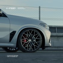 NEW 22 INCH VEEMANN V-FS51 ALLOY WHEELS IN GLOSS BLACK MACHINED WITH DEEPER CONCAVE 10.5" REARS 5x120