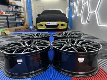 NEW 22 INCH VEEMANN V-FS51 ALLOY WHEELS IN GLOSS BLACK MACHINED WITH DEEPER CONCAVE 10.5" REARS 5x120